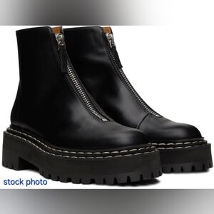 Proenza Schouler Zip Contrast Lug Sole Leather Boots Retail:$995 EU38.5 Italy